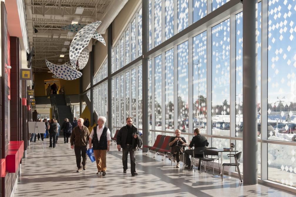 Visitors in the exhibition centre's main hall: