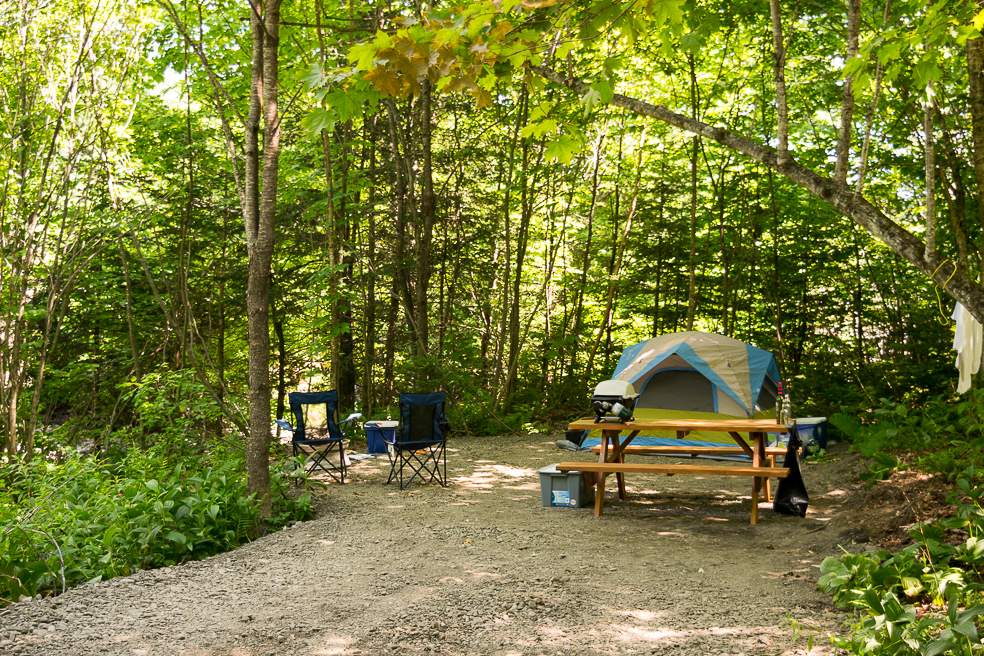 Camp Site Mont Expérience Hereford: Shady lot along Goose Neck Creek