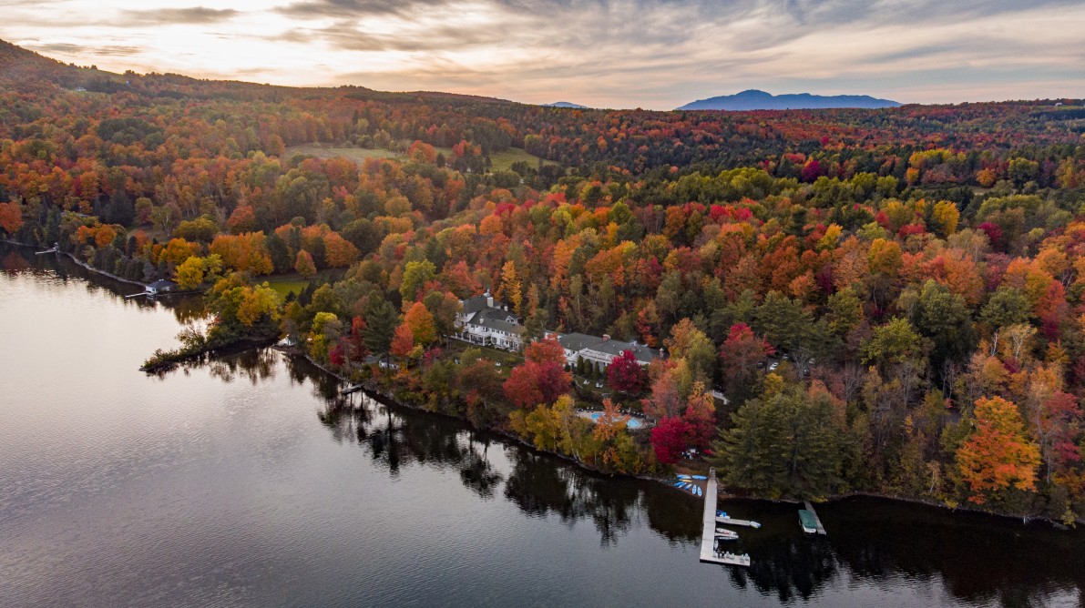Fall foliage aerial view: