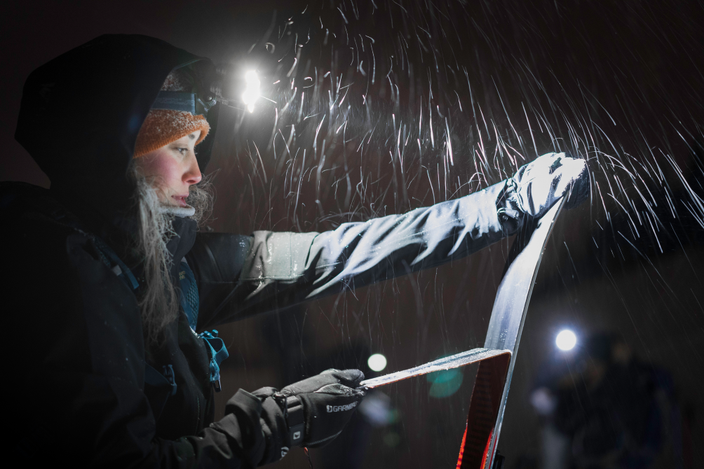 Night uphill skiing:
