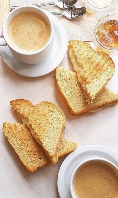We have a small menu with different kind of grilled cheese available and beverages (coffee,the).: