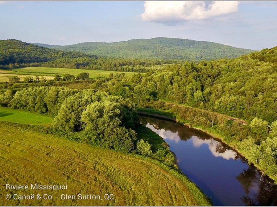 aerial view of Missisquoi River in Glen Sutton: