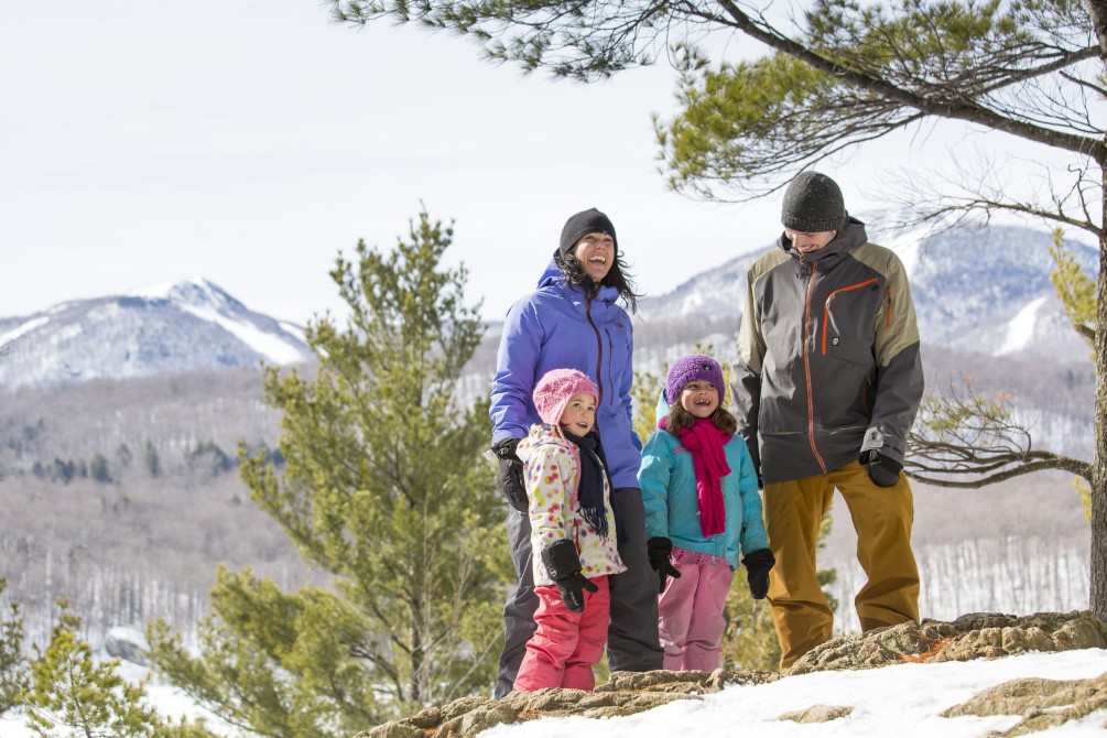 Snowshoeing: A family in snowshoeing
