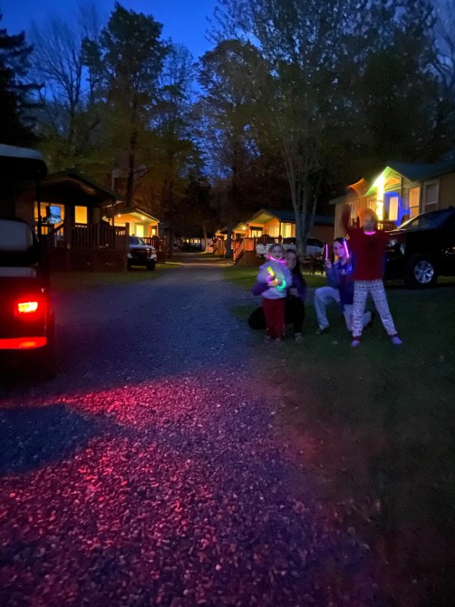 Our Cabins at night: